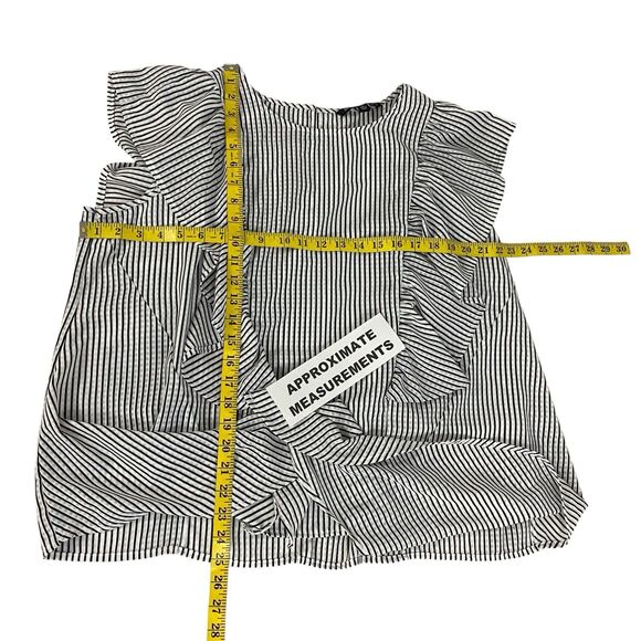 Zac & Rachel Top Womens 1X Blue White Stripe Ruffle Front Tie Nautical Coastal - Picture 8 of 12